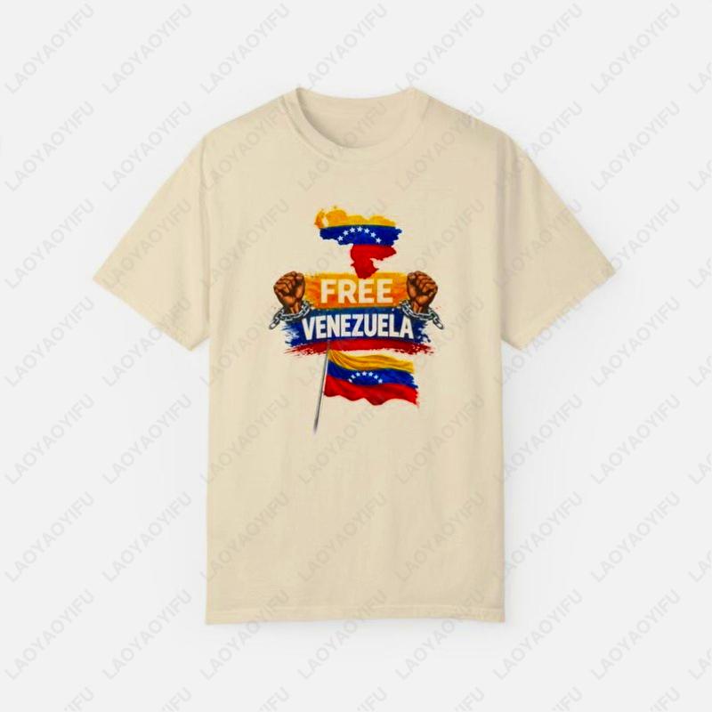 Free Venezuela Graphic Unisex Adult Cotton Tshirt Peace Sovereignty Creative Trend Casual Style Oneck Printed Women Man Tops