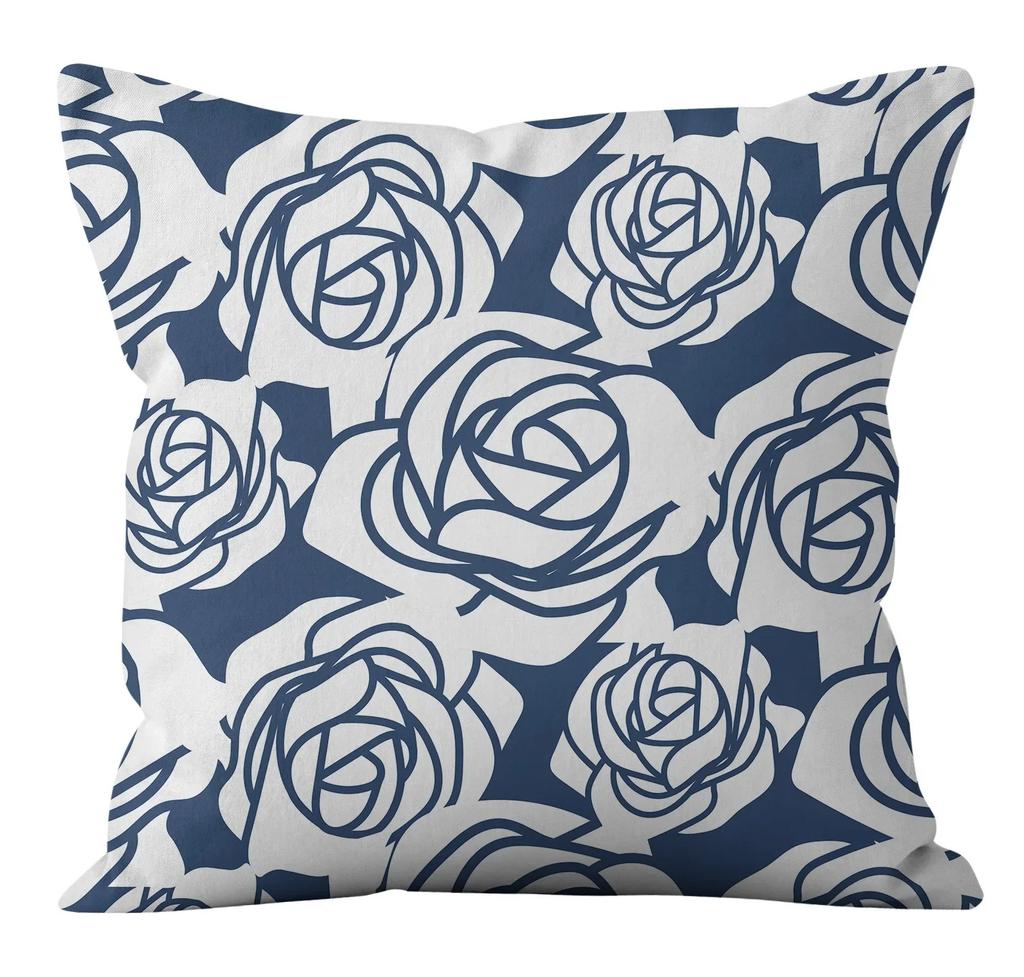 Modern Fashion Nordic Sofa Simple Cushion Cover Living Room Decoration Pillow Cover Navy Blue Geometric Pillow Cover