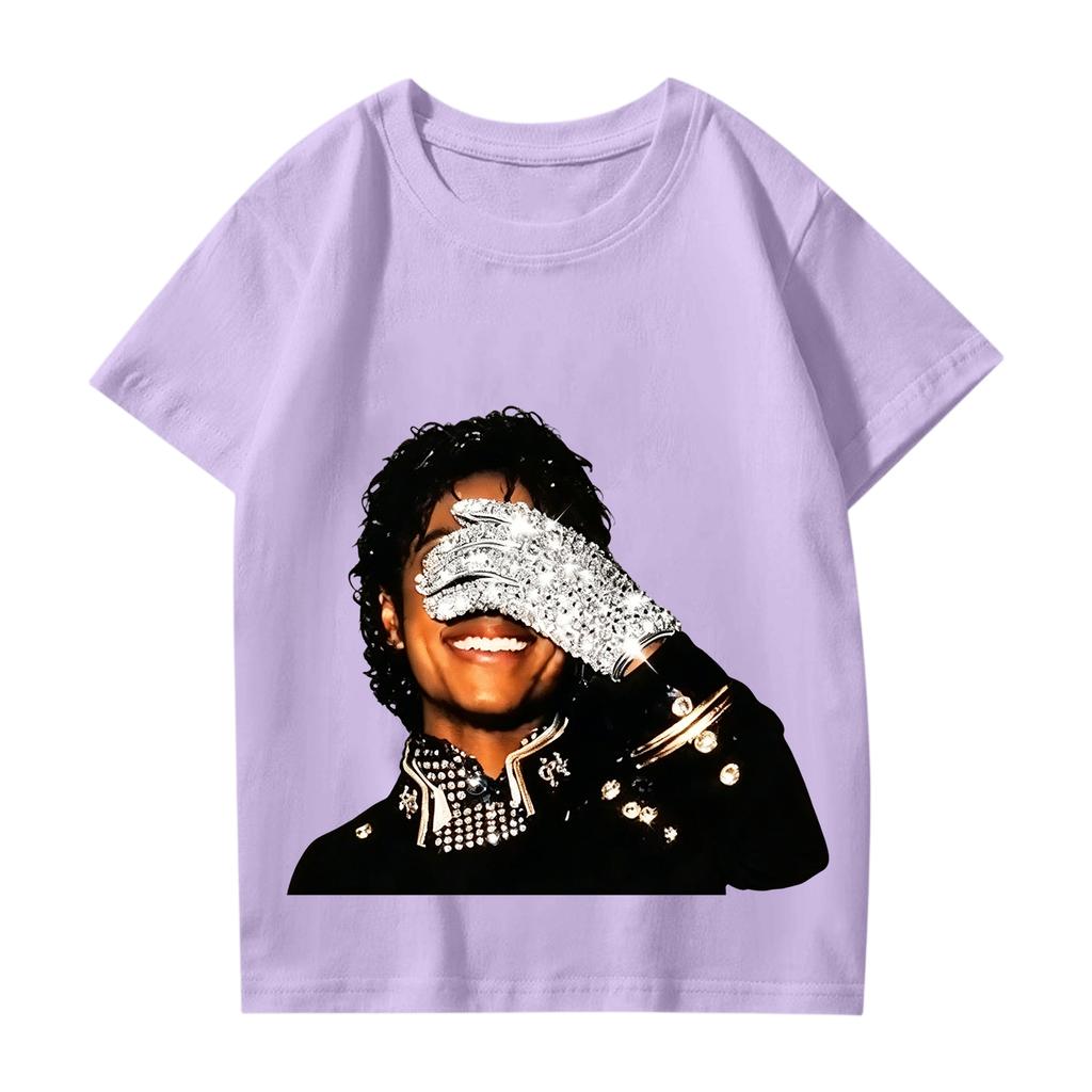 Fashionable Round Neck Short Sleeve Work Clothes Printed Tops For KID Summer Tops