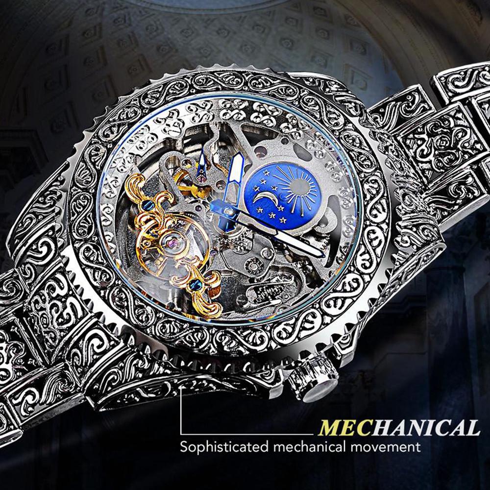 Transparente Modeuhren Leuchtendes Royal Design Gold Luxus Männer Mechanische Skelett-Armbanduhr Automatische Mechanische Armbanduhren
