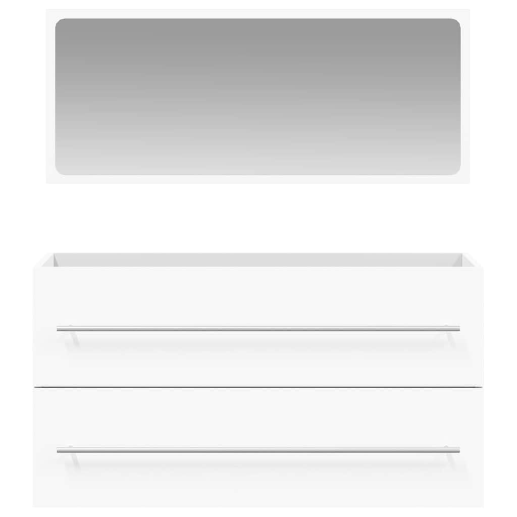 Bathroom Cabinet with Mirror White Particleboard