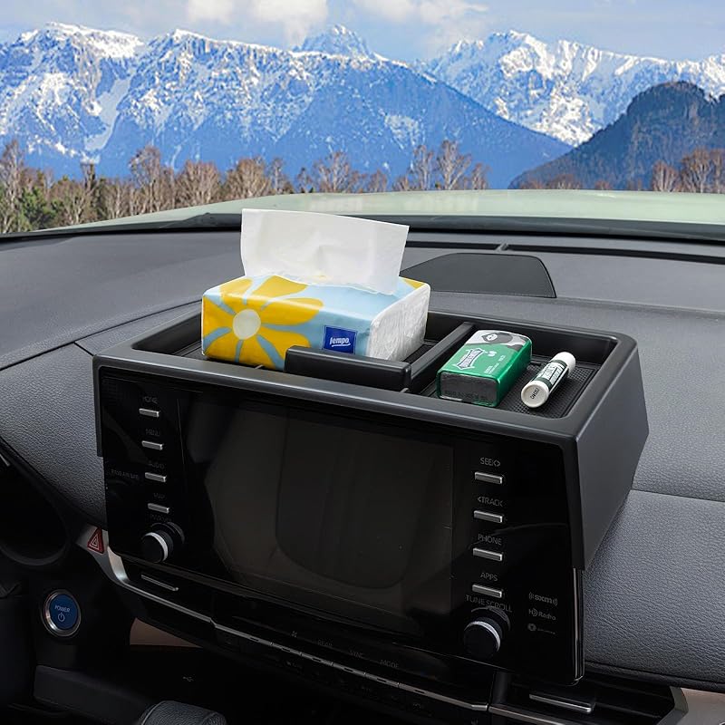 TOPTALL 2025 New Dash Tray Phone Holder Compatible With 2025 Toyota Sienna 12.3" Screen, Dashboard Hidden Storage Organizer Behind Screen Tissue