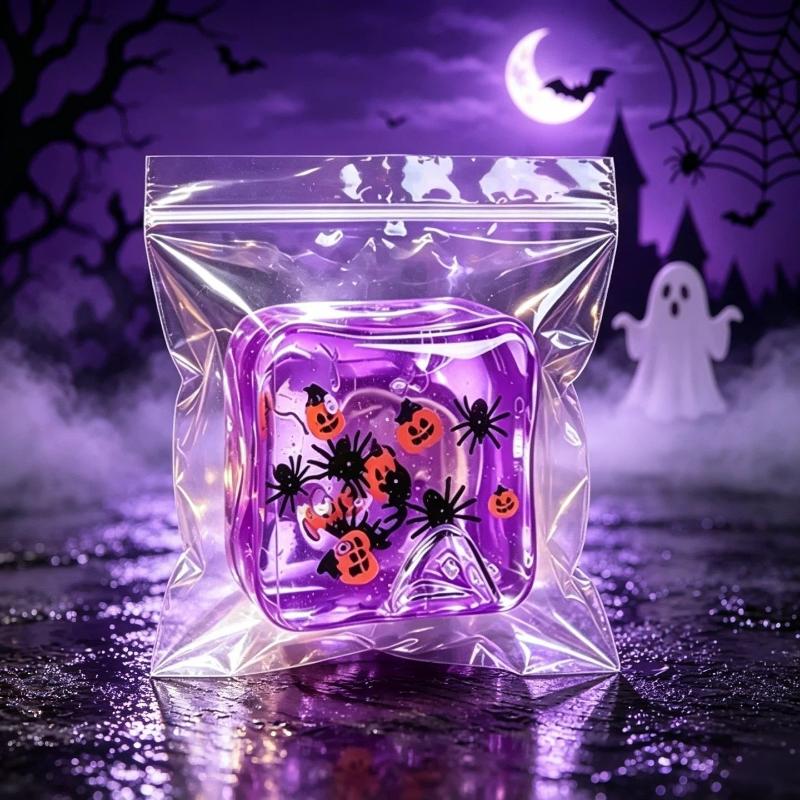 Halloween Toy Transparent Cube Squeeze Fidget Toy Ghost Pumpkin Santa Snowman Stress Relief Toy Party Gift