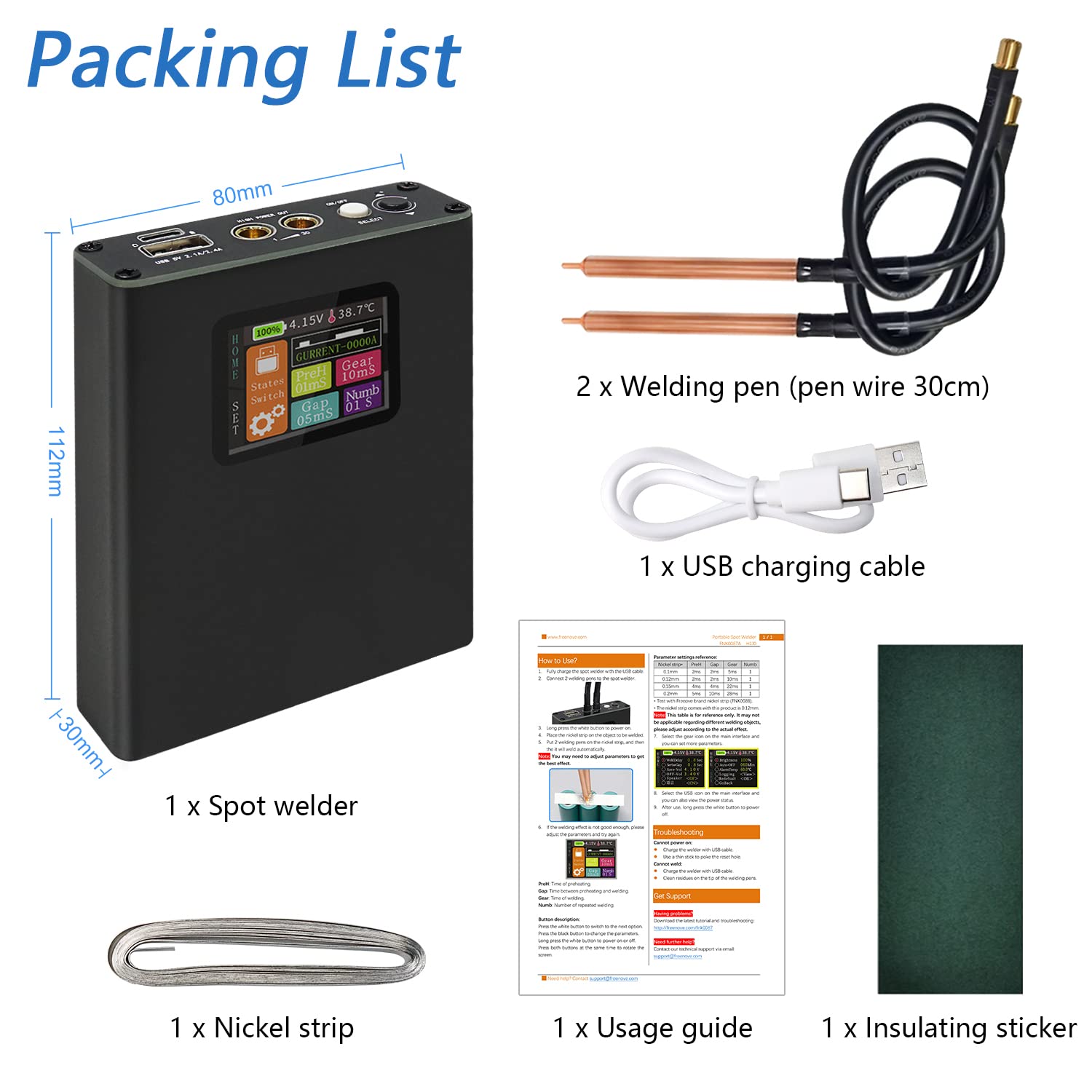 

Handheld Mini Spot Welder for 0.1-0.25mm Nickel Welding Machine Digital Display Spot Welder for 18650 Battery Plate Spot Welding