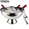 Large Ice Bucket 13L Stainless Steel Champagne Bowl Ice Bucket with Ice Scoop Semicircle Drink Tub with Integrated Base Silver Beverage Tub