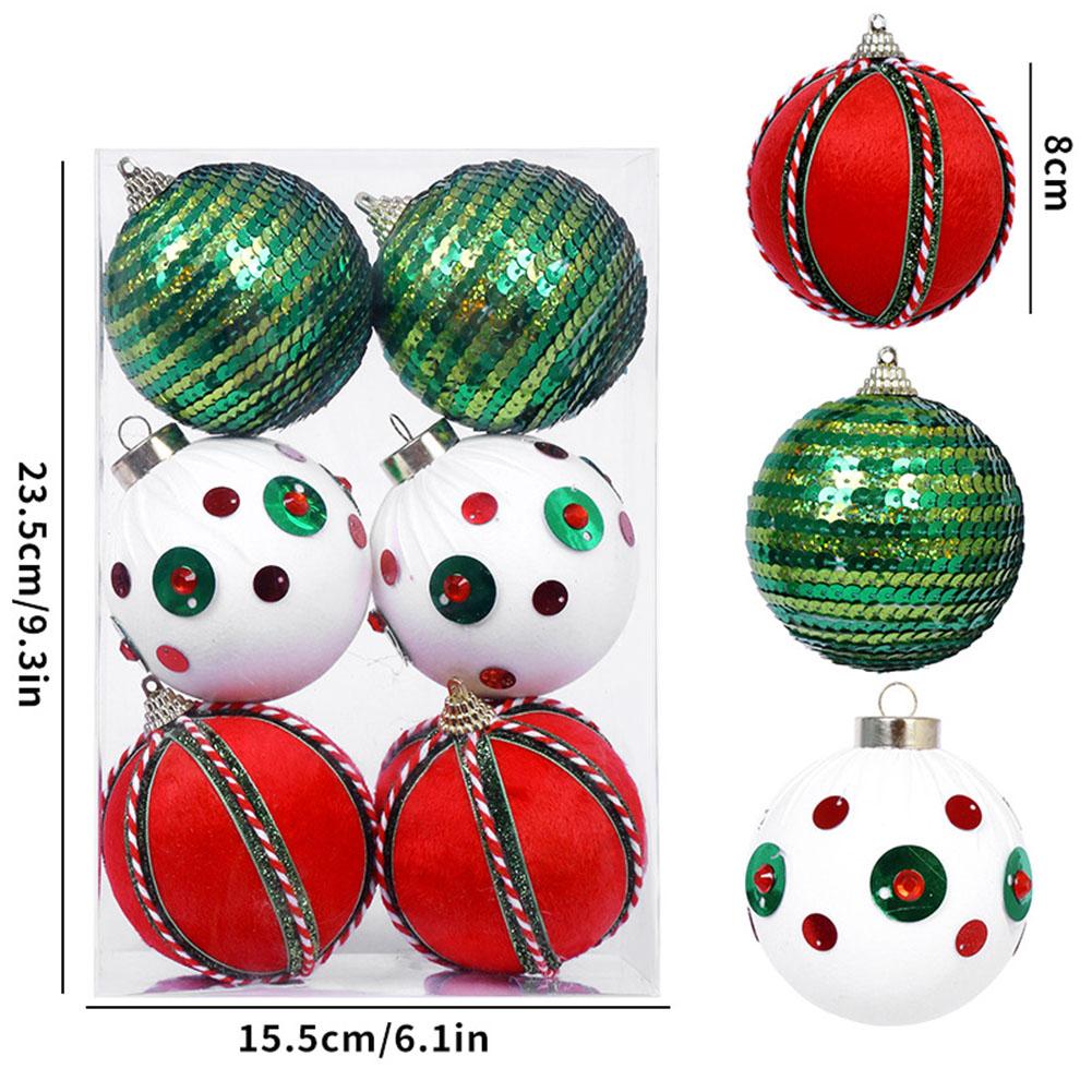 6 Pieces Foam Christmas Ball Set 8cm Ornaments with Hanging Loops for Tree Home Holiday Office and Event Decoration