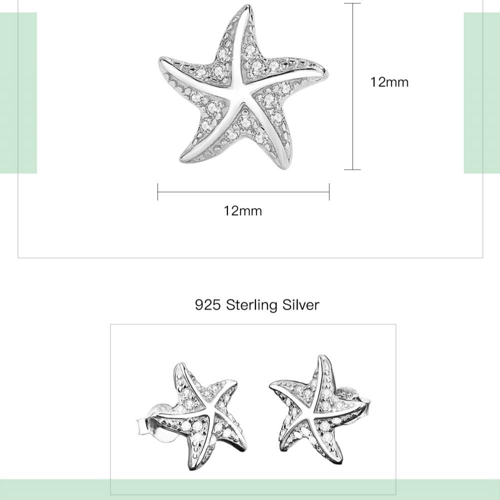 White Starfish Moissanite Stud Earrings Round Cut 925 Sterling Silver Earring