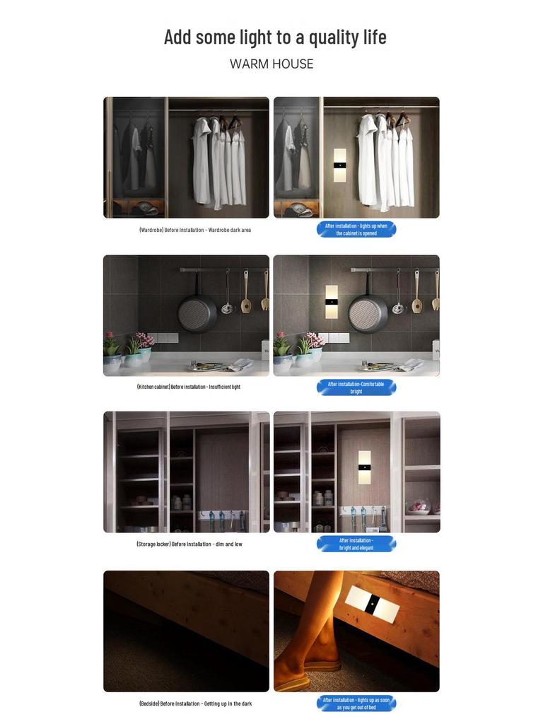 USB Rechargeable LED Wall Lamp with Infinite Dimming and Motion Sensor