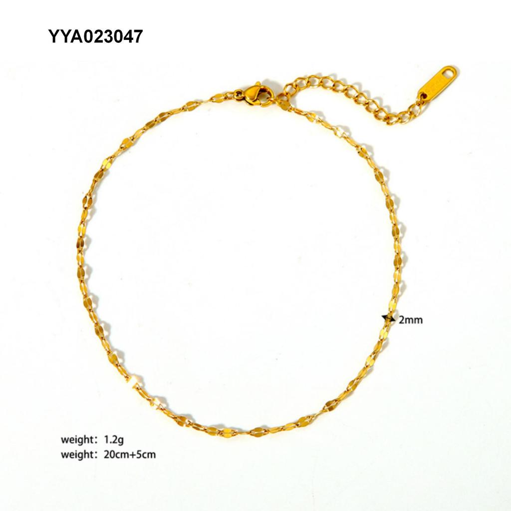 Gold-Plated Stainless Steel Fashion Anklet - Non-Fading Titanium Foot Jewelry
