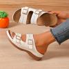 Fashion Fashion 2025 Belt Buckle Women's Slippers New Plus Size Light Weight Comfy Slide Shoes Casual Outdoor Best Seller Wedge Slippers