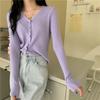 Early Autumn Korean Style Designed Short Minimalist Knitted Cardigan Lazy Style V-neck Long Sleeve Sweater Coat for Women