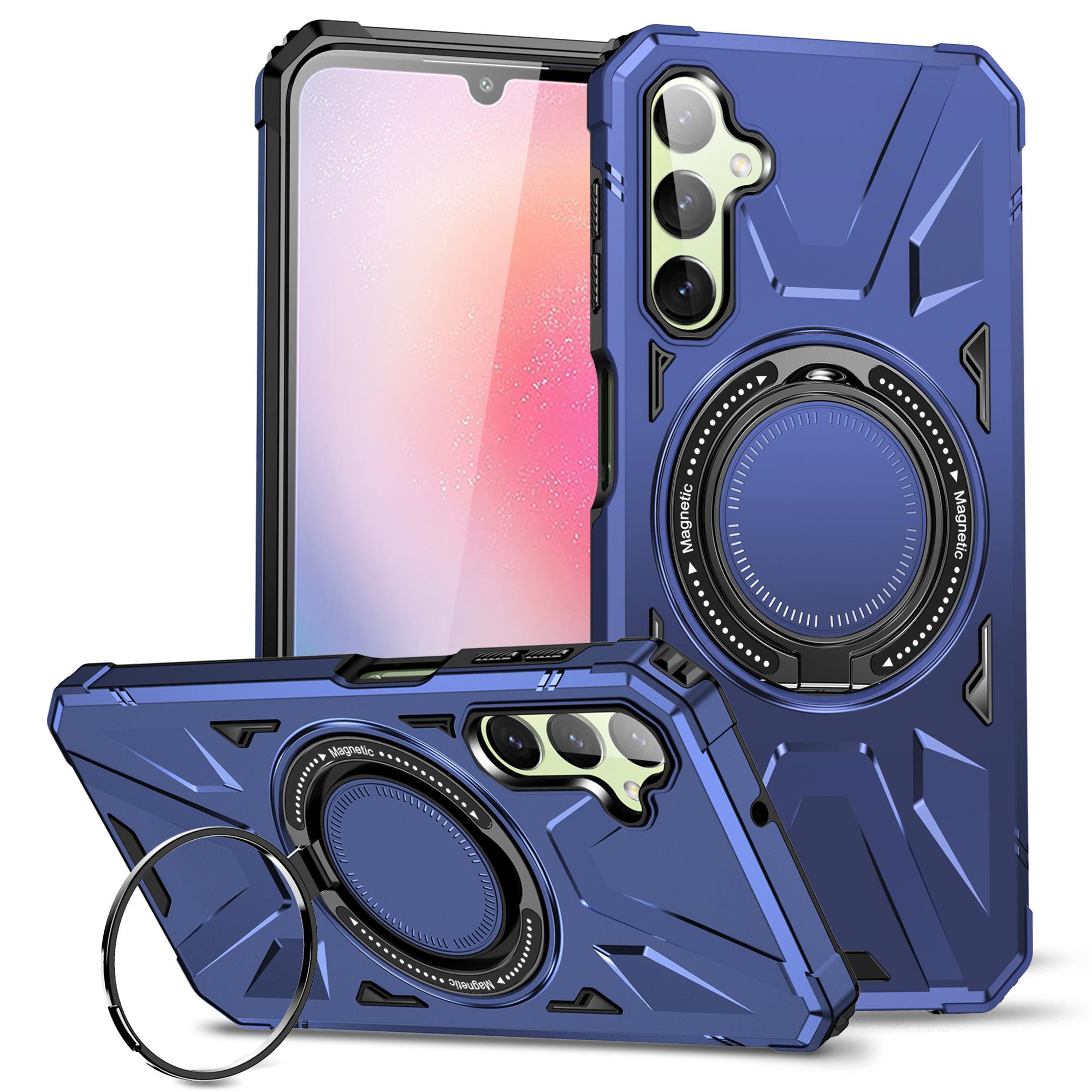 

For Samsung Galaxy A24 4G (162.1 x 77.6 x 8.3mm)/A25 5G (Global) (161.0 x 76.5 x 8.3mm) Case Rotatable Kickstand Phone Cover Navy Blue