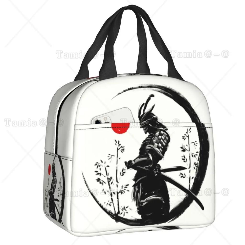 Japanese Red Sakura Kokeshi Doll Insulated Lunch Bag for Women Resuable Cute Girly Cherry Blossom Thermal Cooler Lunch Box