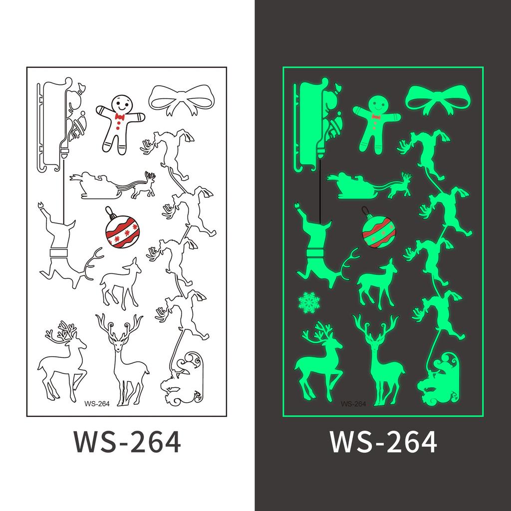 New Cross-border Christmas Luminous Tattoo Stickers Children's Cartoon Waterproof Sweat Party Holiday Green