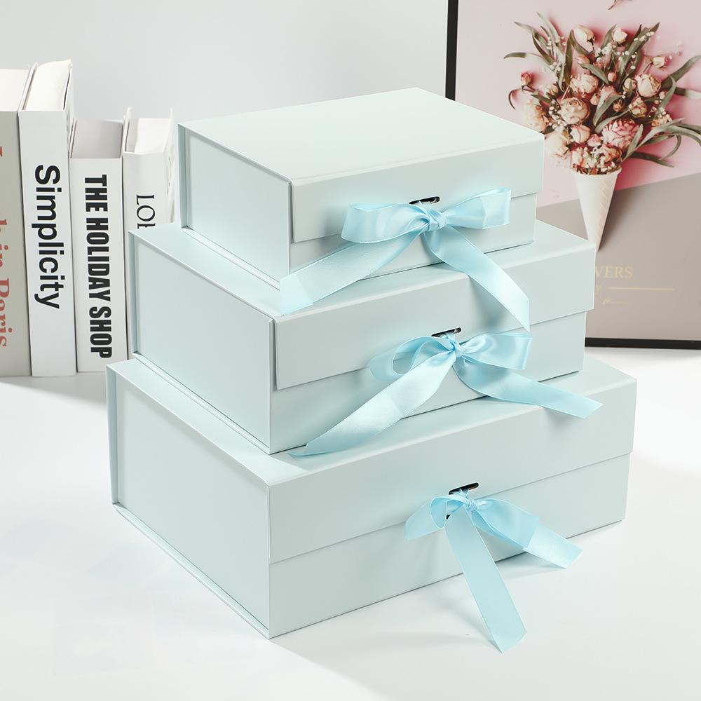 Elegant Magnetic Closure Foldable Gift Box with Bow - High-End Festival Packaging