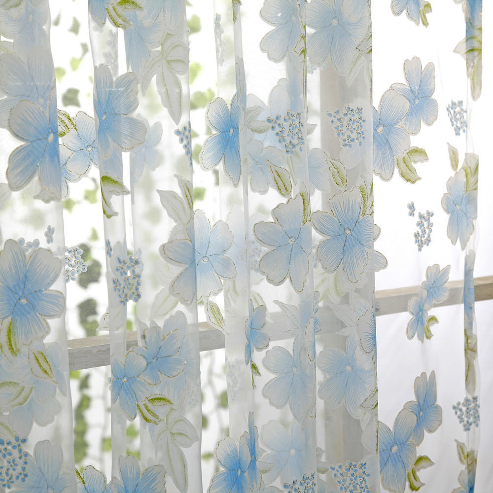 Flower Sheer Curtain Tulle Window  Voile Drape Valance 1 Panel Fabric