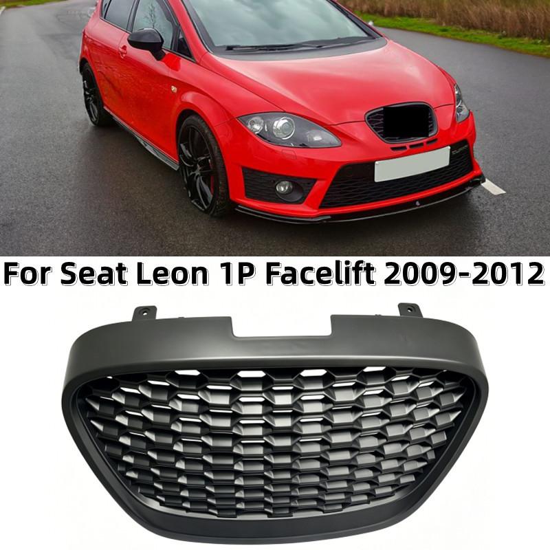 Honeycomb Front Bumper Grill For Seat Leon II 1P Facelift 2009-2012 / Altea Facelift 2009-2015 Matte Black Radiator Grill Grille