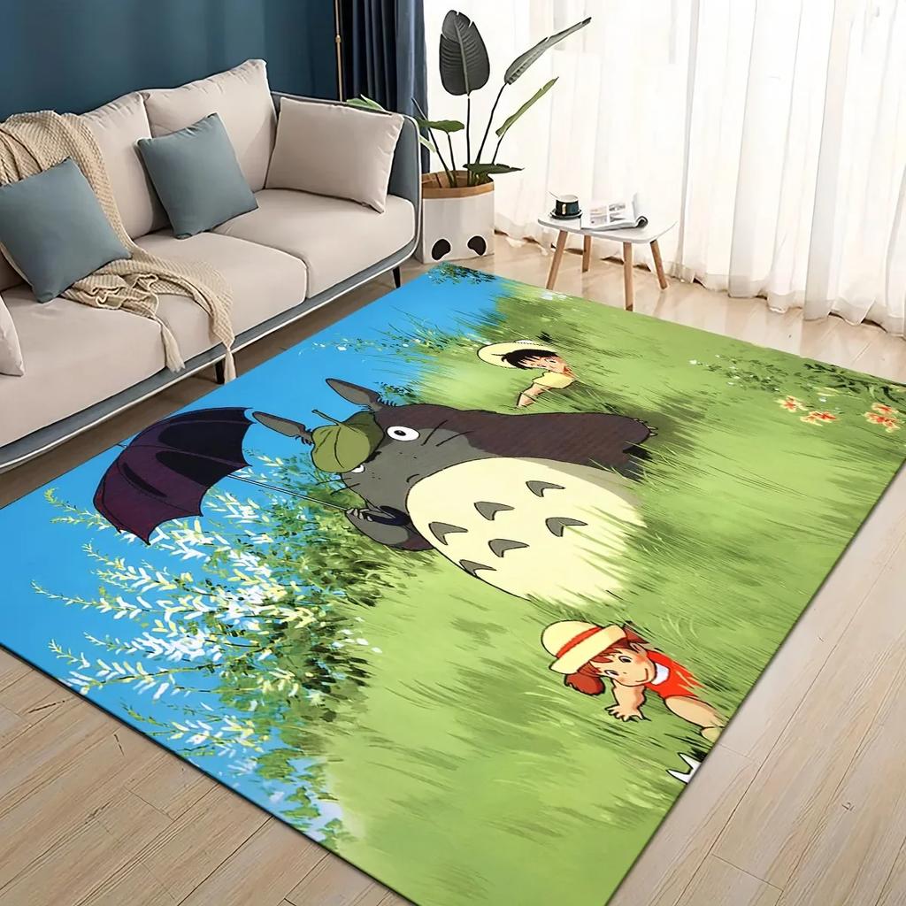 3D T-Totoros Cartoon Area Rug Large,Carpet Rug for Living Room Bedroom Sofa Doormat Decoration,kid Play Non-slip Floor Mat