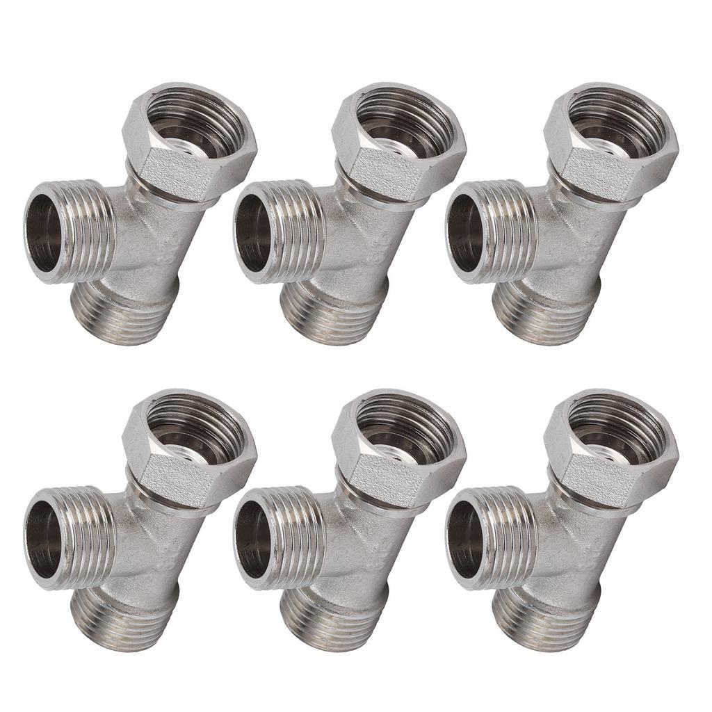6PCS 3 Way Tee Connectors G1 2 Male and Female Thread Stainless Steel 3 Way Diverter Water Line Splitter