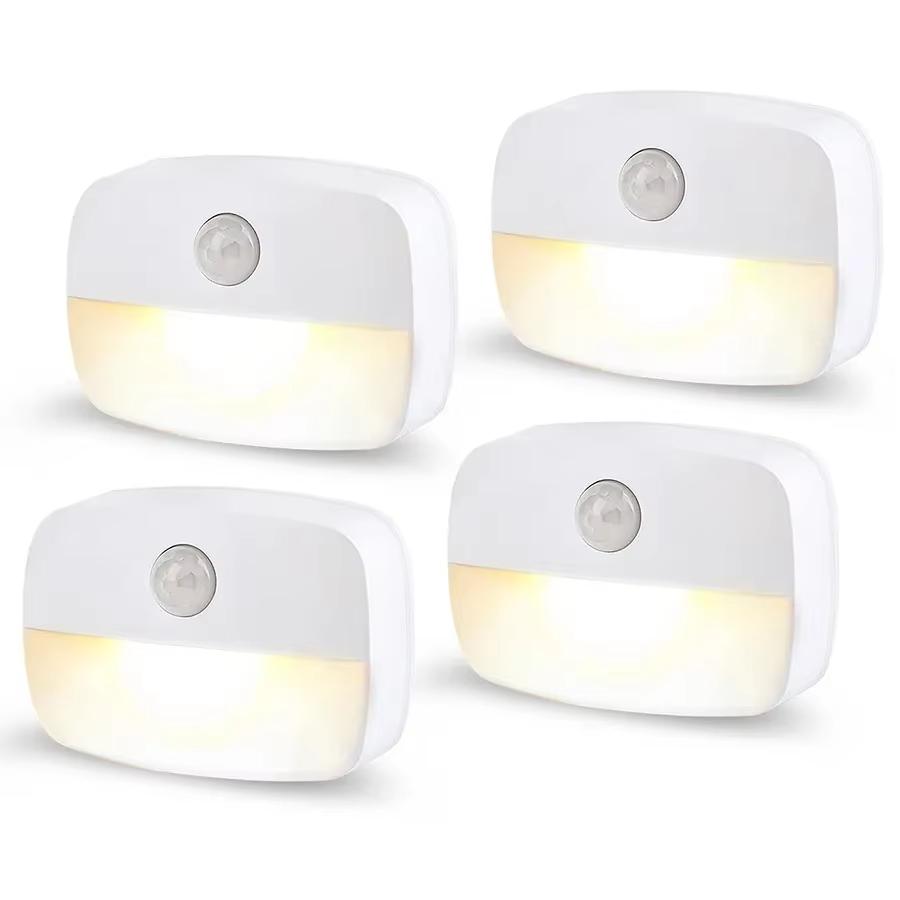 1-4PCS LED Night Light with Motion Sensor Cabinet Lamp Wireless Bedside Nightlight Battery Power,Bedroom Closet Stairs Lighting