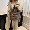 Autumn and Winter Casual Lazy Style Foreign Style Portable Wide Shoulder Strap Messenger Bag Women's Space Cotton Embroidery Thread Large Capacity