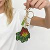 Industrial Beaded Flame Bonsai Keychain with Rhinestone Tassel Charm