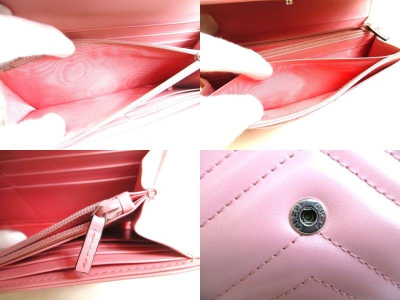 Authentic GUCCI Marmont G Pink Leather Continental Wallet Flap Long Wallet #9913  Refurbished