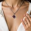 2Pcs Versatile Red Heart Crucifix Necklace Comfortable Alloy Neck Jewelry Clavicle Chain for Casual or Formal Outfits