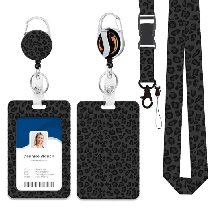 Leopards Retractable Badge Holder Waterproof ABS Card Holder With Retractable Lanyard For Corporate Business Employee