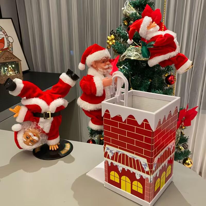 Electric Santa Claus Climbing Ladder with Beads - Christmas Ornament and Gift