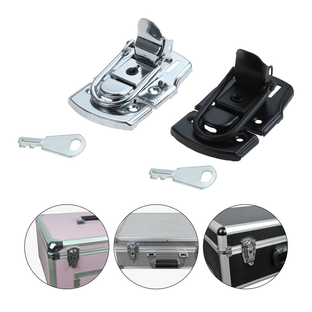 1 ks 76*45mm Klapka pro Air Box, Zavazadlový západkový zámek s klíčem, Kovová přezka pro nářadí, Kufr, Nářadí, Kovový díl Stříbrná/Černá