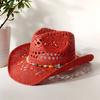 2026 Melesh Western-style Ginger Cowboy Hat with a Flexible Brim The Bohemian Style Is Perfect for Sun Protection On the Beach.