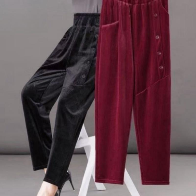 Pantaloni Chic Autunno Inverno Vintage in Velluto a Coste Nuovi Casual a Vita Alta Caldi Lunghi Retro alla Caviglia Streetwear Moda