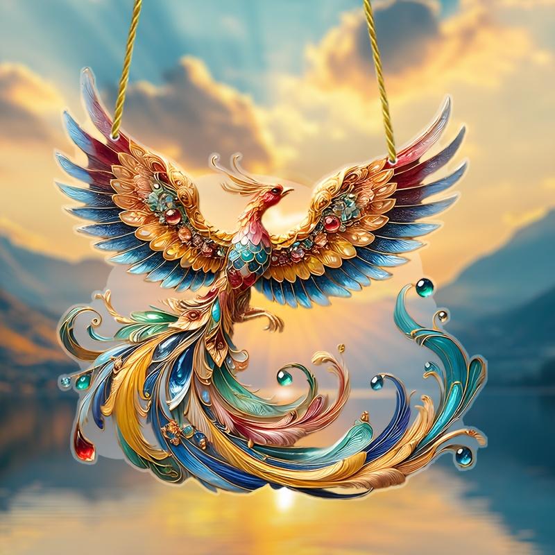 

Phoenix Acrylic Sun Catcher - Stained Glass Animal Theme Hanging Decoration, Ideal for Home & Garden Decor, Perfect Easter Gift, Garden Decor|Vibrant 20*20cm