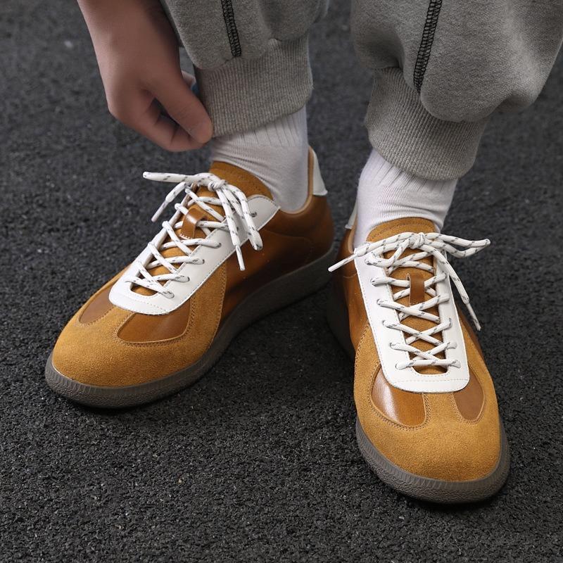 Niche sports and leisure board shoes men's leather breathable and versatile retro invisible inner height increase m