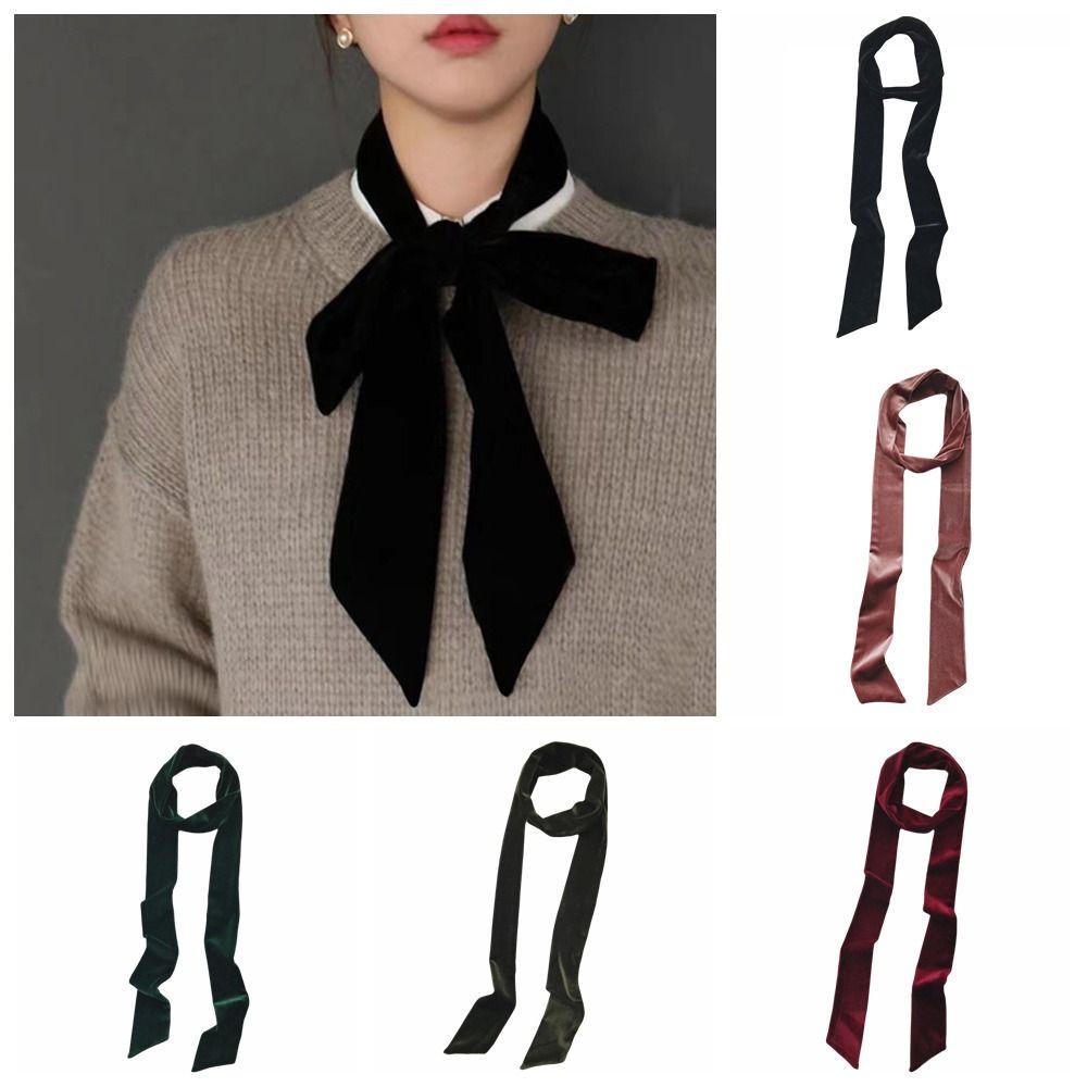 Classic Velvet Material Velvet Belt Solid Color Narrow Ribbon Scarf Long Hair Band Outfit Decoration