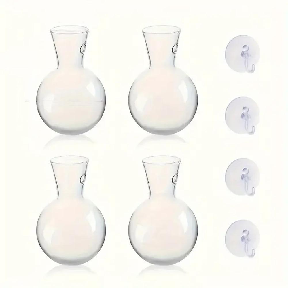 

4pcs/set Transparent Wall Mounted Vase Self-Watering Hanging Fish Tank Wall Hanging Planter Window 4Pcs