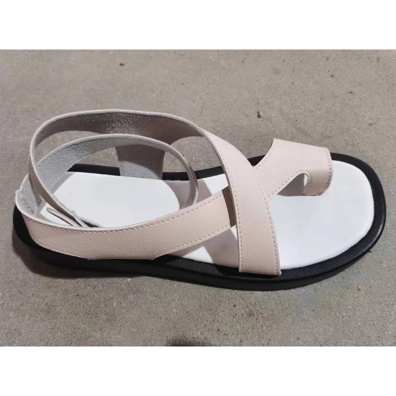 New Summer Women's Plus Size Toe Loop Thick Soled Casual Outdoor Buckle Strap Sandals