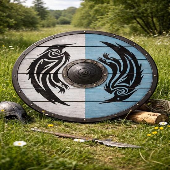 Handmade Raven Viking Shield, Valhalla Decor, 60.96 cm