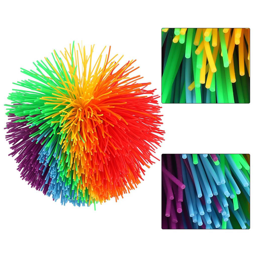 Children's Colored Rubber Line Ball Toy Pressure Resistant Soft Elastic Ball Sensitive Stimulating Rubber Toy Children's ADHD