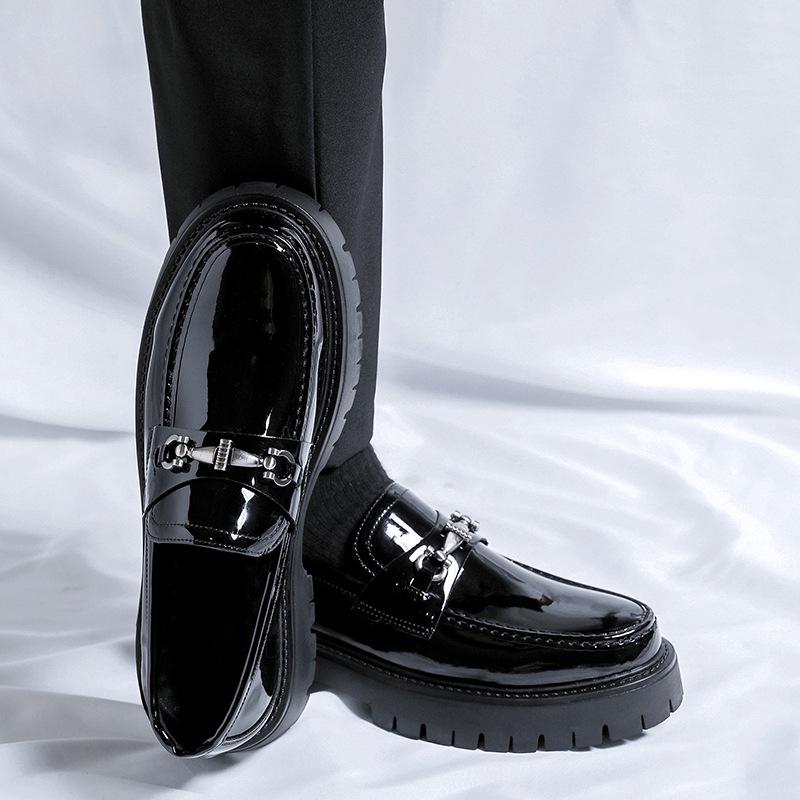 Men's Round Toe Patent Leather Shoes for Business, Formal, and Wedding.