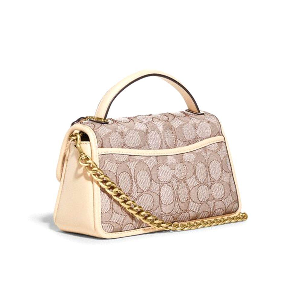 Coach Turnlock 20 Top Handle Fashion Cotton And Leather Tote Crossbody Bag Small Women Bags Lime Ivory C5279-B4SHG