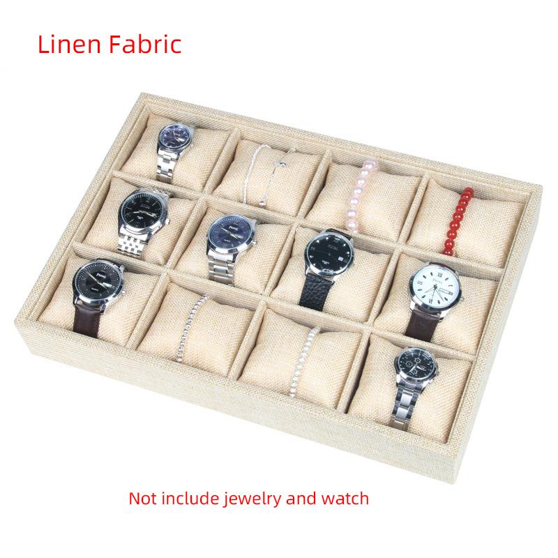 12 Grids Watch Bracelet Storage Tray Jewelry Pillow Tray Headdress Jewelry Display Organizer Tray