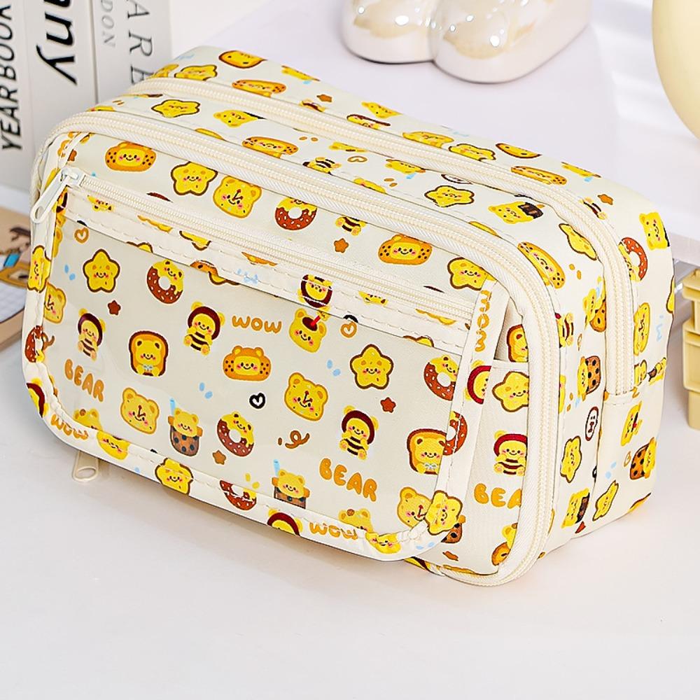 Neuer Cartoon-Drucke Stiftetasche Mehrschichtig Große Kapazität Federmäppchen Capybara Schmutzabweisend Schreibwaren-Organizer Geschenk