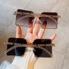 Neue Mode Übergroßen Gradienten Sonnenbrille Für Frauen Vintage Legierung Kette Rahmen Niet Quadrat Sonnenbrille Weibliche Elegante Shades