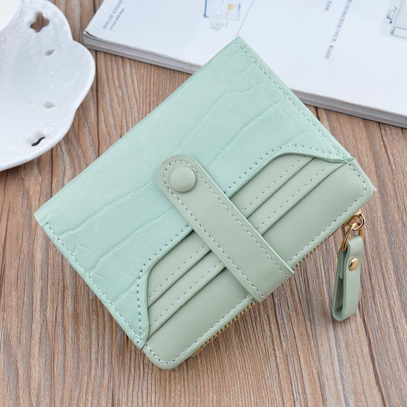Women's Crocodile Pattern Short Leather Wallet with Zipper Clasp and Card Holder