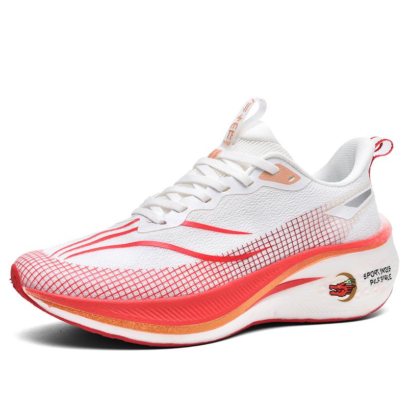 Fashion Men's and Women's Sports Running Shoes Casual Breathable Mesh Surface Carbon Plate Support Wear-resistant Rubber Outsole