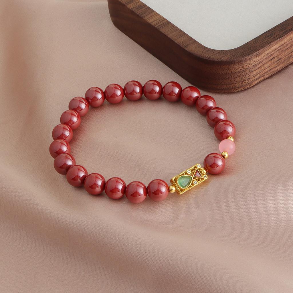 Raw Ore Emperor Sand Single Ring Bracelet Fugui Bamboo Transfer Beads Freshwater Pearl Bracelet Purple Gold Sand Natal Year