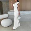 European and American Wide Shoulder V-neck Slim fit Vest High Waist Wide Leg Pants Top Set Pants and Tops Set