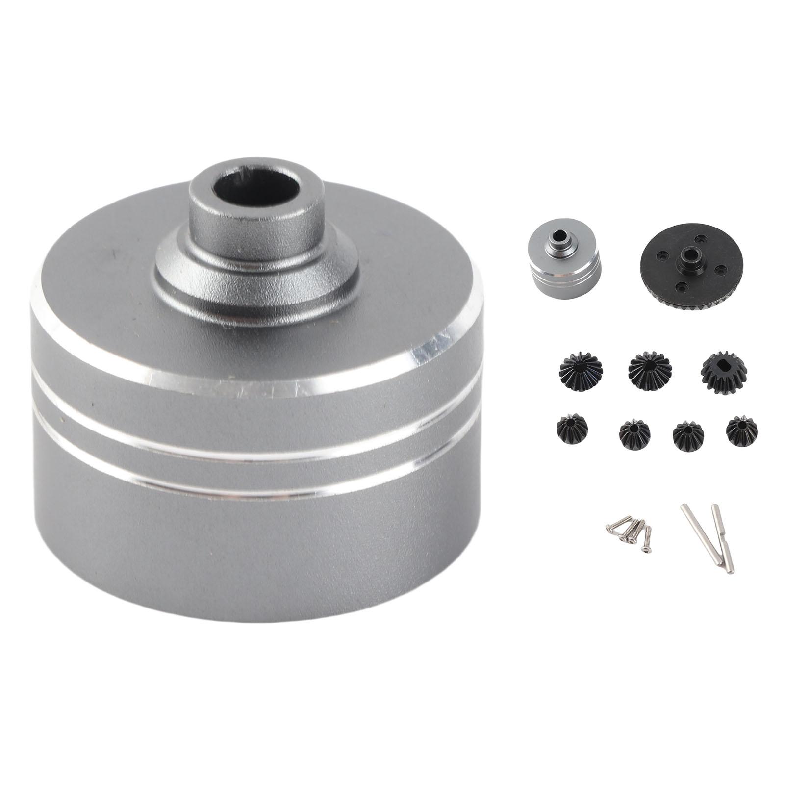

RC Car Differential Gear Set Aluminum Alloy Steel 45 Gauge Steel Gear 7075 Differential Shell RC Diff Gear Replacement Gray